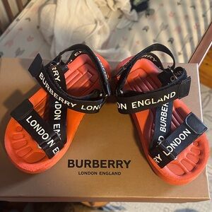 Burberry Kids Black and Red Sandals